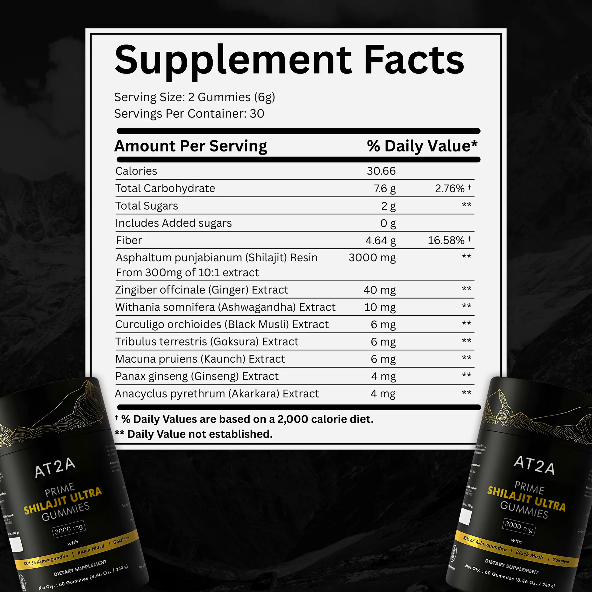 AT2A supplement facts label
